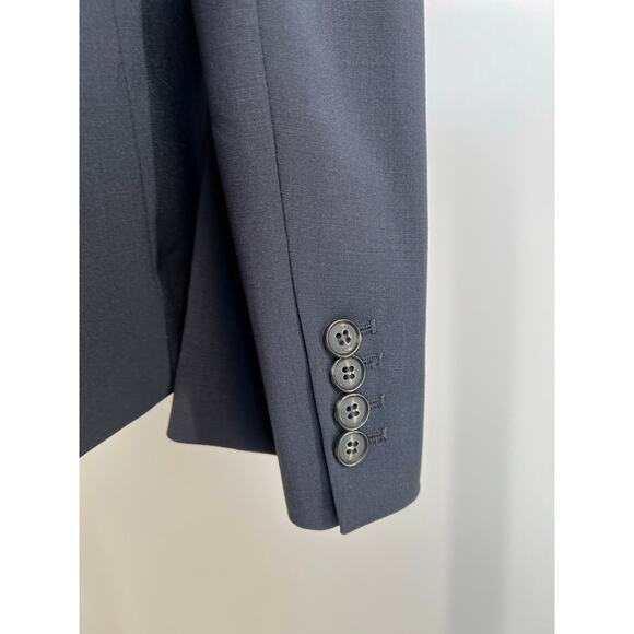 Low Classic Curved Neck Blazer Navy Blue - Picture 9 of 13